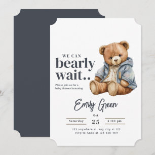 Teddy-Bär-Baby-Party-Einladung, Wir können es kaum Einladung