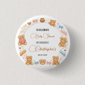 Teddy-Bär-Baby-Party Junge | Süßer blauer Bär Button (Vorderseite)