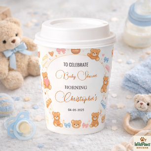 Teddy-Bär-Baby-Party Junge   Süßer blauer Bär Pappbecher