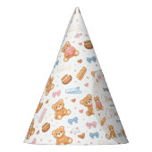 Teddy-Bär-Baby-Party Junge | Süßer blauer Bär Partyhütchen (Links)