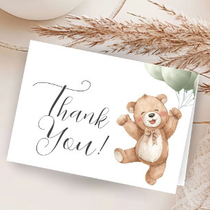 Teddy-Bär-Baby-Party Sage-Grün Gefaltete Danksagun Dankeskarte