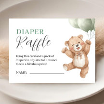 Teddy-Bär-Baby-Party Salbeigrüne Windel-Raffle