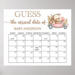 Teddy-Bär-Baby-Party-Vermutung-Datums-Kalender  Poster