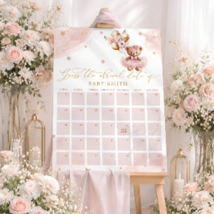 Teddy-Bär-Baby-Party-Vorhersage-Termin-Kalender Poster