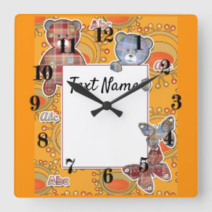 Teddy Bär, Baby Quadratische Wanduhr