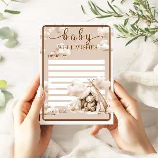 Teddy-Bär-Baby-Shower-Glückwunsch- und Ratschlagka Hinweiskarte
