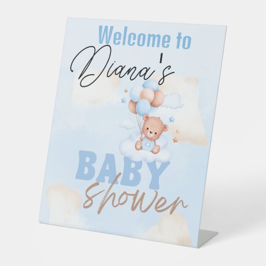 Teddy Bär Babydusche, Bücher für Babyinvik Sockelschild (Vorderseite)