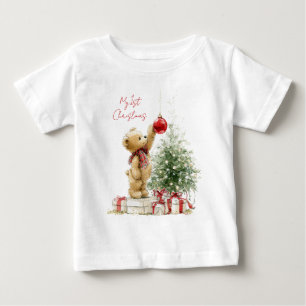 Teddy Bär Baby's erstes Weihnachten Baby T-shirt