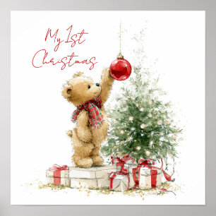 Teddy Bär Baby's erstes Weihnachten Poster