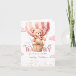 Teddy Bär Ballon Mädchen Kaum warten Baby Shower Einladung