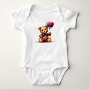 Teddy Bär & Ballon mit armenischer Flagge. Baby Strampler
