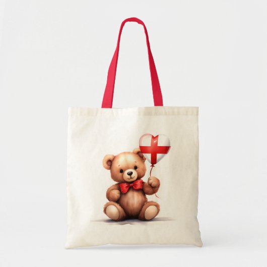 Teddy Bär & Ballon mit der englischen Flagge. Tragetasche (Vorne)