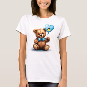 Teddy Bär & Ballon mit der Fahne von Saint Lucian. T-Shirt
