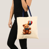 Teddy Bär & Ballon mit der mongolischen Flagge. Tragetasche (Vorderseite (Produkt))
