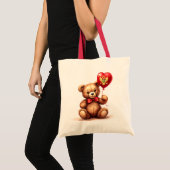 Teddy Bär & Ballon mit der montenegrinischen Flagg Tragetasche (Vorderseite (Produkt))