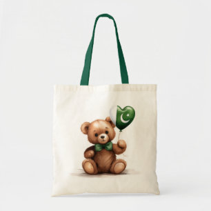 Teddy Bär & Ballon mit der pakistanischen Flagge. Tragetasche