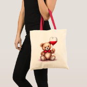 Teddy Bär & Ballon mit der polnischen Flagge. Tragetasche (Vorderseite (Produkt))