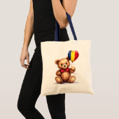 Teddy Bär & Ballon mit der tschadischen Flagge. Tragetasche (Vorderseite (Produkt))