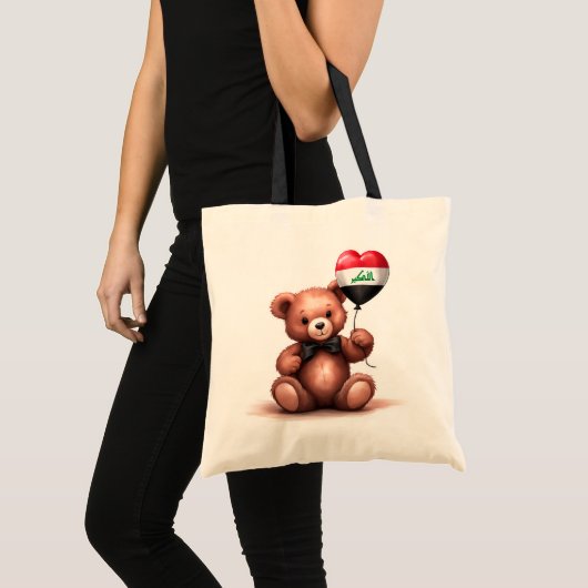 Teddy Bär & Ballon mit irakischer Flagge. Tragetasche (Vorderseite (Produkt))