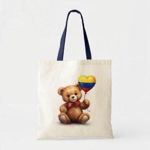 Teddy Bär & Ballon mit kolumbianischer Flagge. Tragetasche
