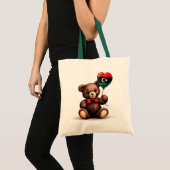 Teddy Bär & Ballon mit libyscher Flagge. Tragetasche (Vorderseite (Produkt))