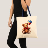 Teddy Bär & Ballon mit philippinischer Flagge. Tragetasche (Vorderseite (Produkt))
