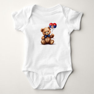 Teddy Bär & Ballon mit serbischer Flagge. Baby Strampler