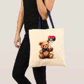 Teddy Bär & Ballon mit serbischer Flagge. Tragetasche (Vorderseite (Produkt))