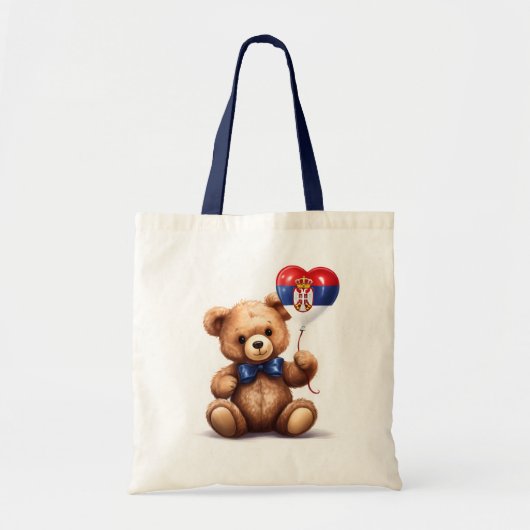 Teddy Bär & Ballon mit serbischer Flagge. Tragetasche (Vorne)