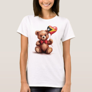 Teddy Bär & Ballon mit Timor-Leste Flagge. T-Shirt