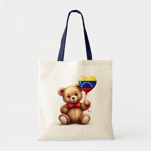 Teddy Bär & Ballon mit venezolanischer Flagge. Tragetasche (Vorne)
