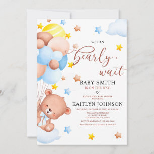Teddy-Bär-Ballon-Wolken-Baby-Sprinkle Einladung