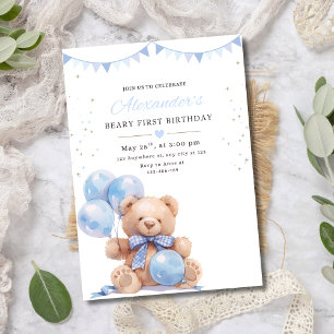 Teddy Bär Ballons Geburtstagseinladung, Beary Firs Einladung