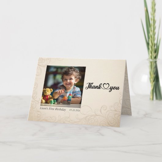 Teddy Bar Balloons Kinder Foto Geburtstag Dankeskarte (Vorderseite)