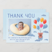 Teddy Bar Balloons Kinder Foto Geburtstag Dankeskarte (Vorne/Hinten)