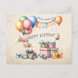 Teddy Bar Balloons Kinder Foto Geburtstag Postkarte