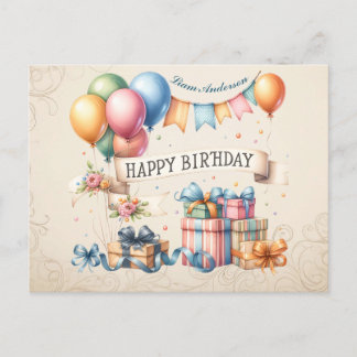 Teddy Bar Balloons Kinder Foto Geburtstag Postkarte