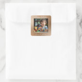 Teddy Bar Balloons Kinder Foto Geburtstag Quadratischer Aufkleber (Tasche)