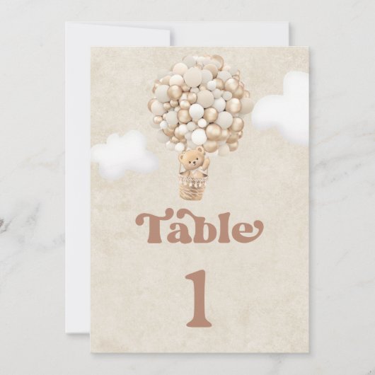 Teddy Bar Balloons Tischnummer (Vorderseite)