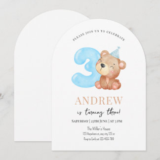 Teddy Bar Birthday Einladung, Minimalistische Jung Einladung