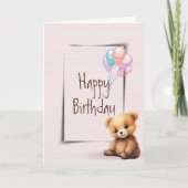 Teddy Bar Birthday on Hearts Karte (Vorderseite)
