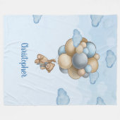 Teddy Bär blau-braun-beige Ballons Babydusche Fleecedecke (Vorderseite (Horizontal))