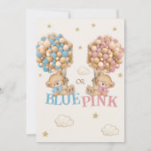 Teddy Bär Blau oder Rosa Geschlechtsenthüllung Einladung (Rückseite)
