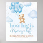 Teddy Bär blau wie groß ist Mama's Bauchspiel Poster (Vorne)