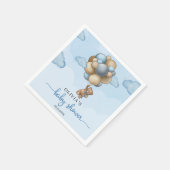 Teddy Bär blaubraune Ballons Babydusche Napkins Serviette (Ecke)