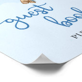 Teddy Bär blaubraune Ballons Gästebuchzeichen Poster (Ecke)