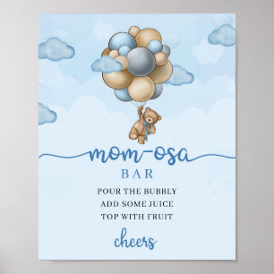 Teddy Bär blaubraune Ballons Mama-osa Bar Sign Poster