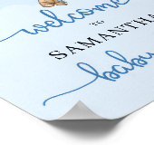 Teddy Bär blaubraune Ballons Willkommenszeichen Poster (Ecke)