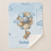 Teddy Bär blaubraune beige Ballons personalisiert Sherpadecke (Vorderseite)