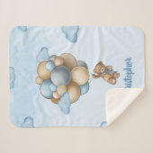 Teddy Bär blaubraune beige Ballons personalisiert Sherpadecke (Vorderseite (Horizontal))